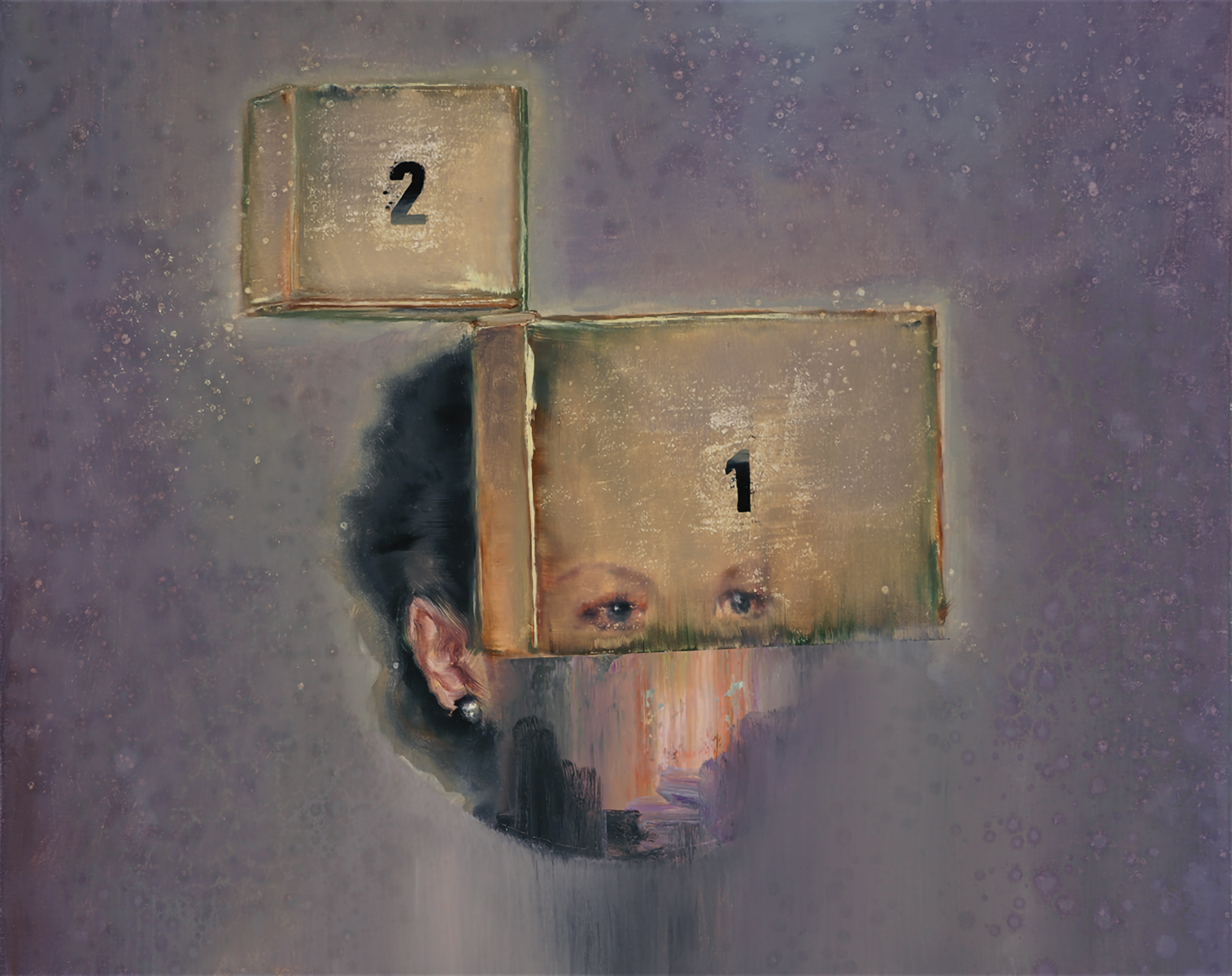 attila-szucs-face-with-semi-transparent-boxes-oil-on-canvas.-45x55cm.-2023