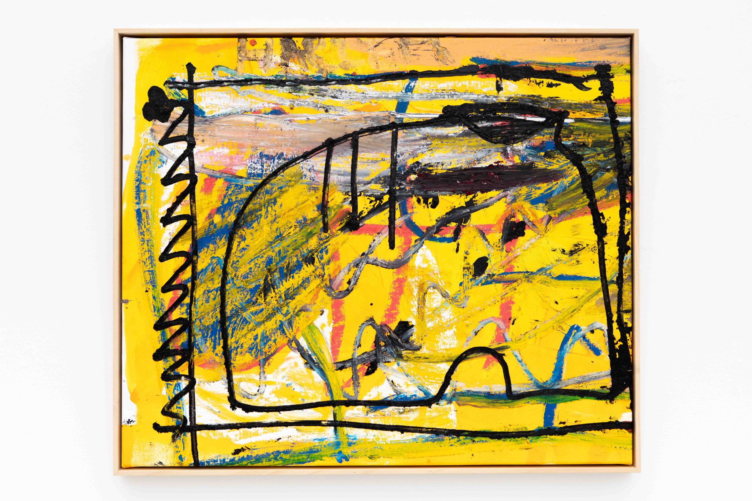 Martin Lukáč, Shoe in the box 1, 2025, oil and oil-stick on linen canvas, 97,5 x 82,5 cm