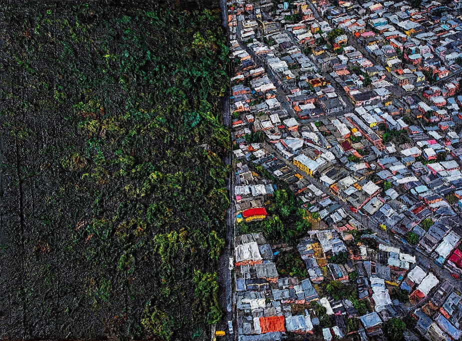 Baranyai Levente, Szimmetrikus Manaus, 2024, olaj-vászon, 140×188 cm